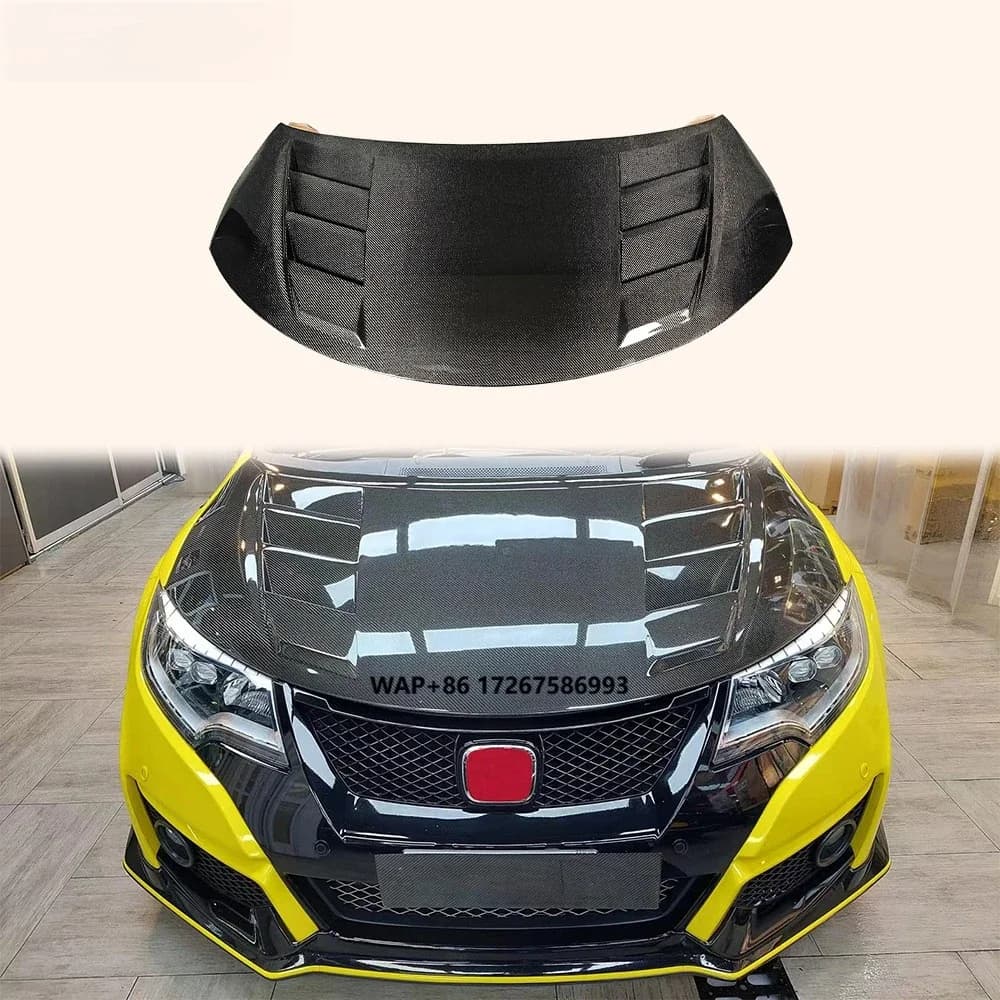 For for Civic Type R FK2 Hatchback 15-17 Body Parts  Style Front Vented Carbon Hood