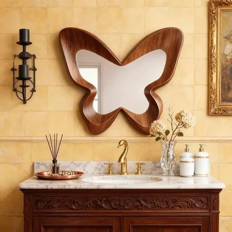 #Classic Luxury Mirror Decorate Designer Wood Cute Bedroom Wall Mirror Art Vanity Aesthetic Salon Bodenspiegel Room Accessories