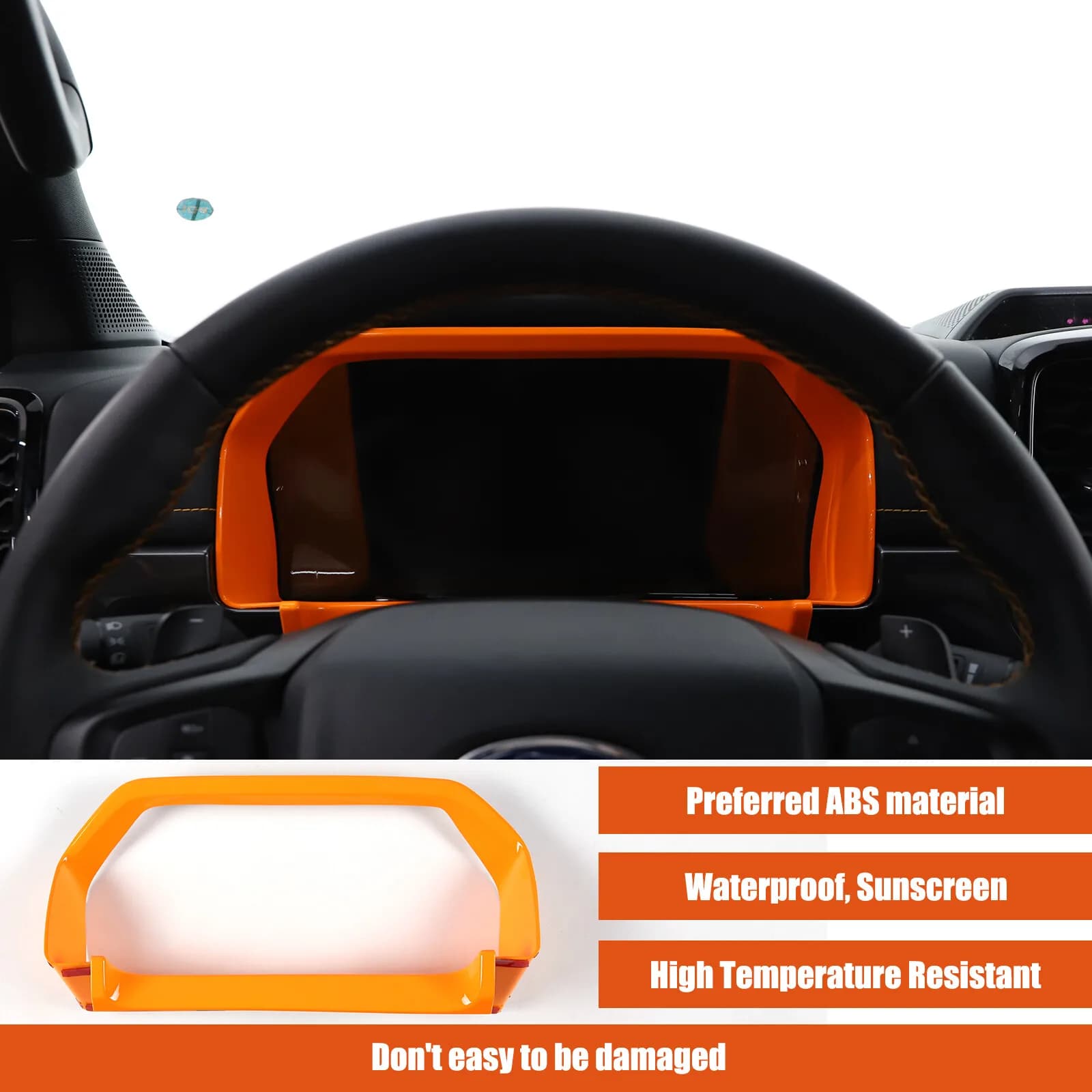 ABS Orange Car Instrument Speedometer Frame Trim For Ford Ranger 2023 2024 2025 Tachometer Styling Decorative Cover Accessories