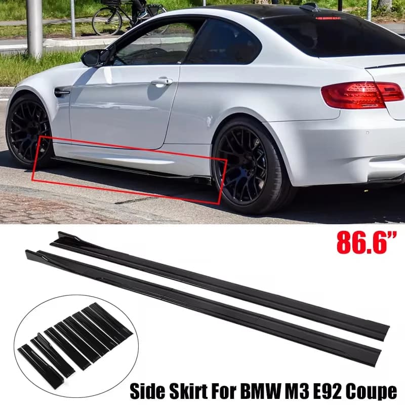 For BMW Accessories 3 Series M3 E92 328i 335i Coupe Car Side Skirts Extensions Rocker Panels Lip 8Pcs 86.6inch/2.2M Gloss Black