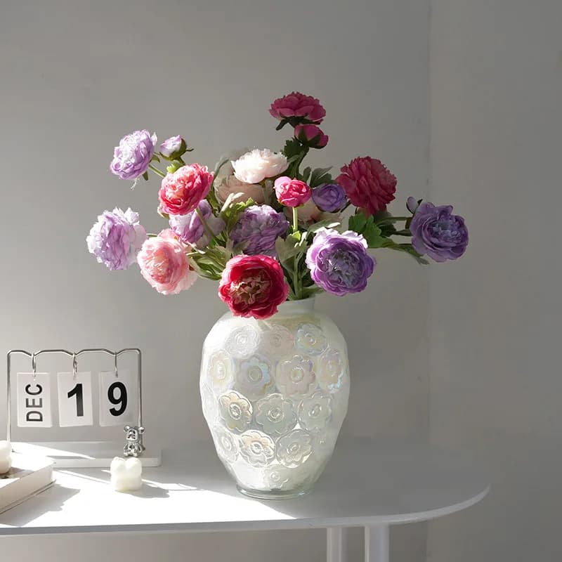 YFY new Chinese relief vase glass high-end vase ornament vase flower arrangement high-end desktop home decoration