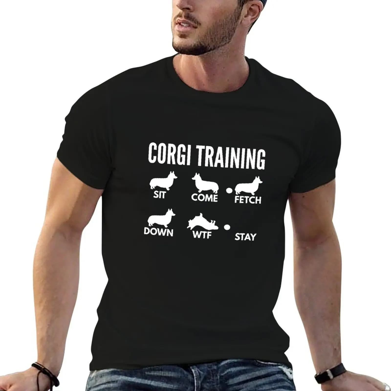 Corgi Training - Cardigan Welsh Corgi Tricks T-Shirt custom t shirt Blouse t shirt men 100℅ cotton