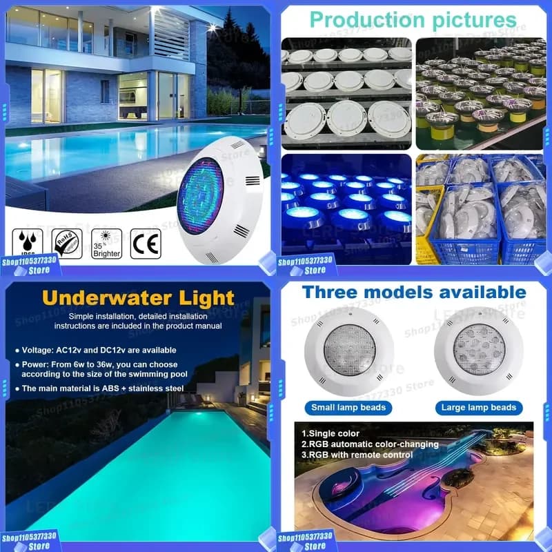 Fenlin PLP003 RGB LED Pool Light IP68 Waterproof Par56 Underwater Lamp Color Changing with Remote Control System Durable IP68