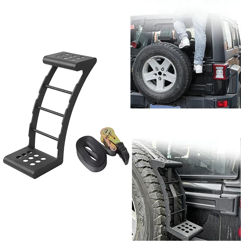 Spare Wheel Step Portable Universal Wheel Ladder Non-Slip Fit for Truck, JK/JL, Pickup with Rope Tightener Fit 24" - 35" Wheel