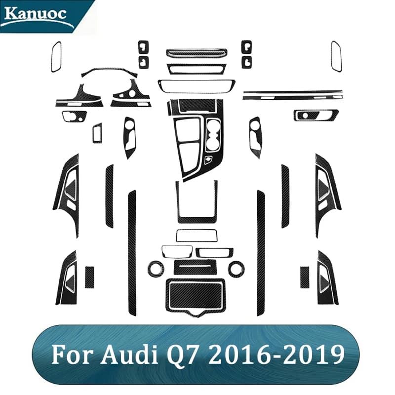 For Audi Q7 2016 2017 2018 2019 Car Carbon Fiber Various Parts Black Stickers Interior Decorative Accessories