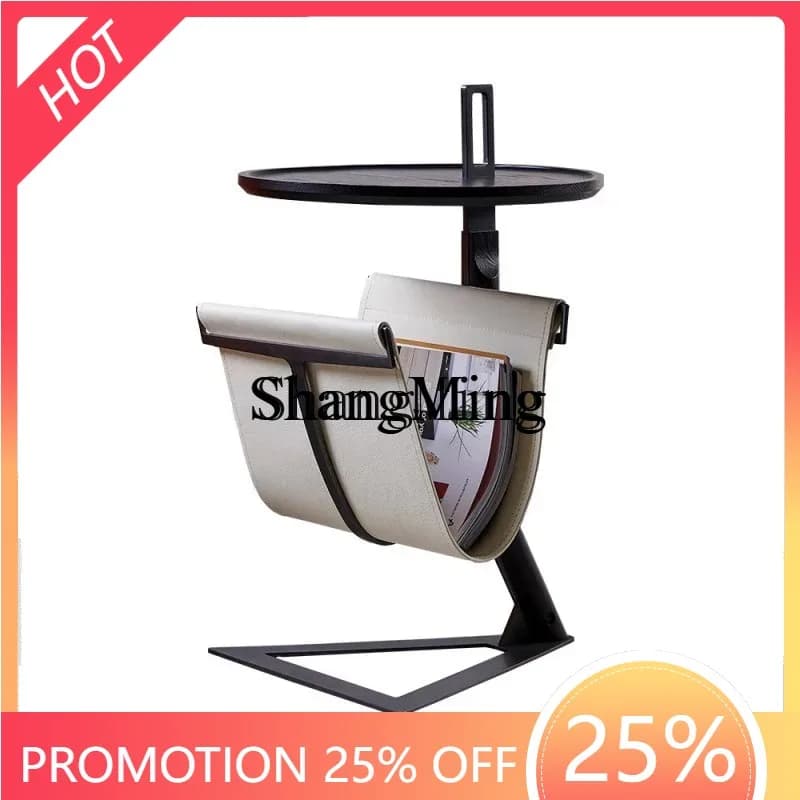 CL  Leather Edge Creative Stainless Steel Shelf Light Luxury Round Storage Corner Mobile Bookshelf