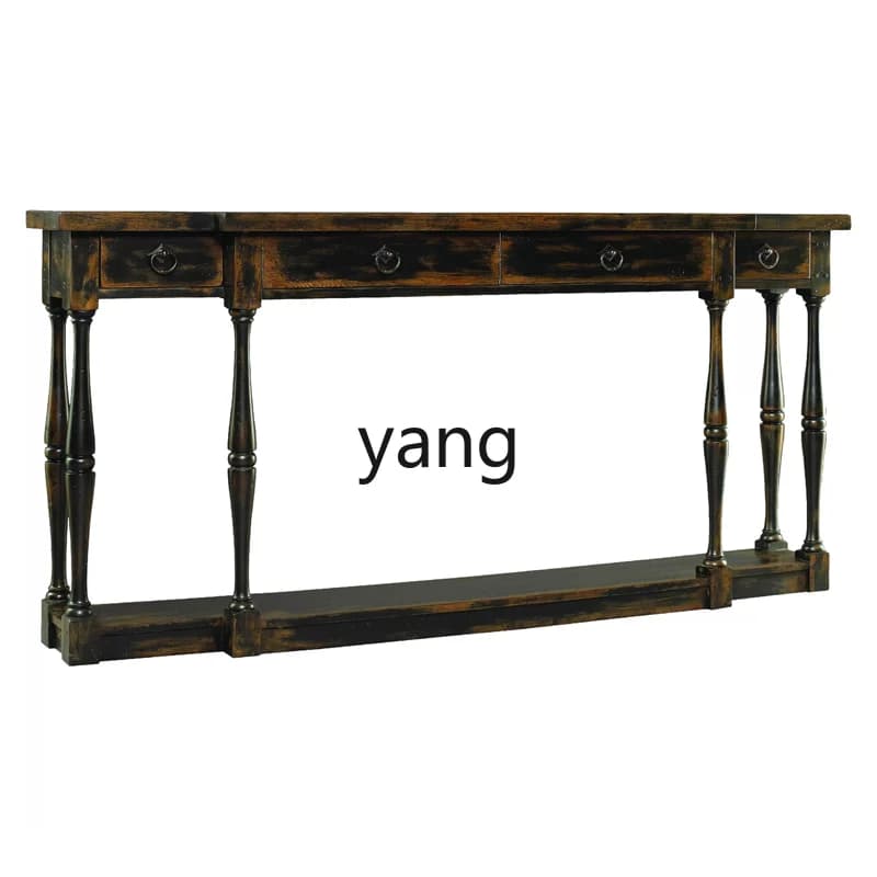 LMMBackrest Table Entryway Antique Black Decorative Table