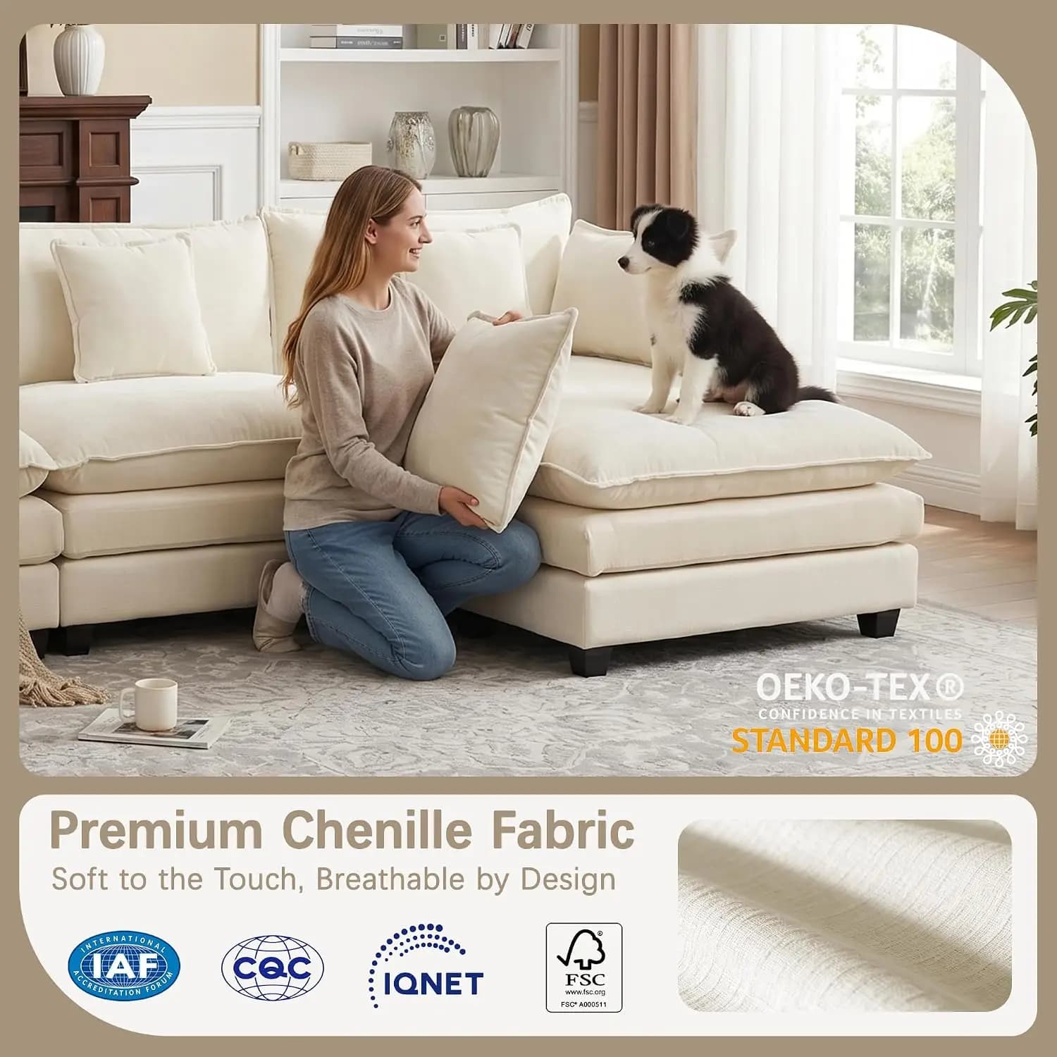 Oversized Loveseat Sofa, 70" Sectional Cloud Couch for Living Room