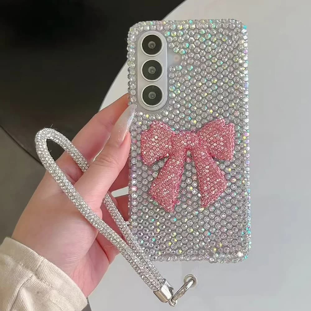 Glitter Cute 3D Diamond Bowknot Rhinestone Phone Case for Samsung Galaxy S26 S25 S24 S23 Plus Ultra Bling Crystal Shining Cover