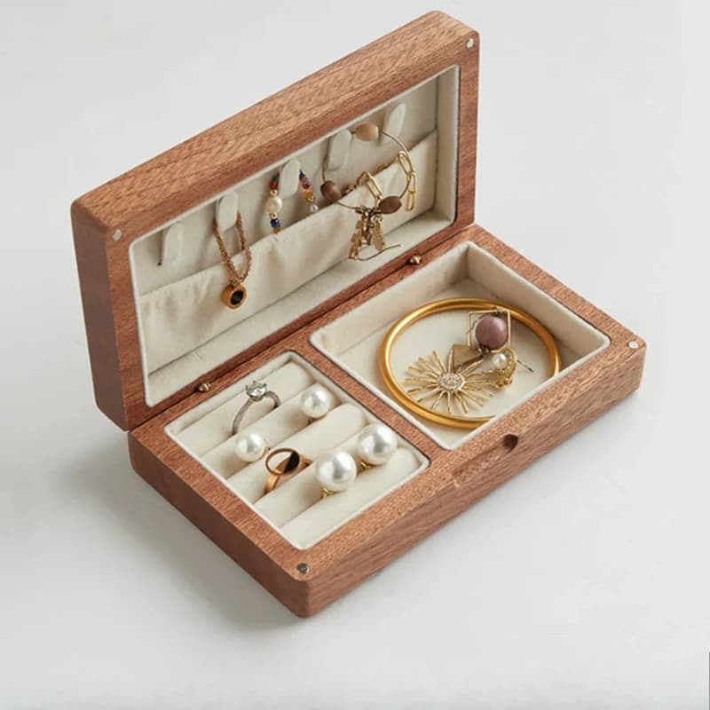 Black Walnut Travel Jewelry Box Jewelry Rack Desktop Solid Wood Storage Box Earrings Necklace Ring