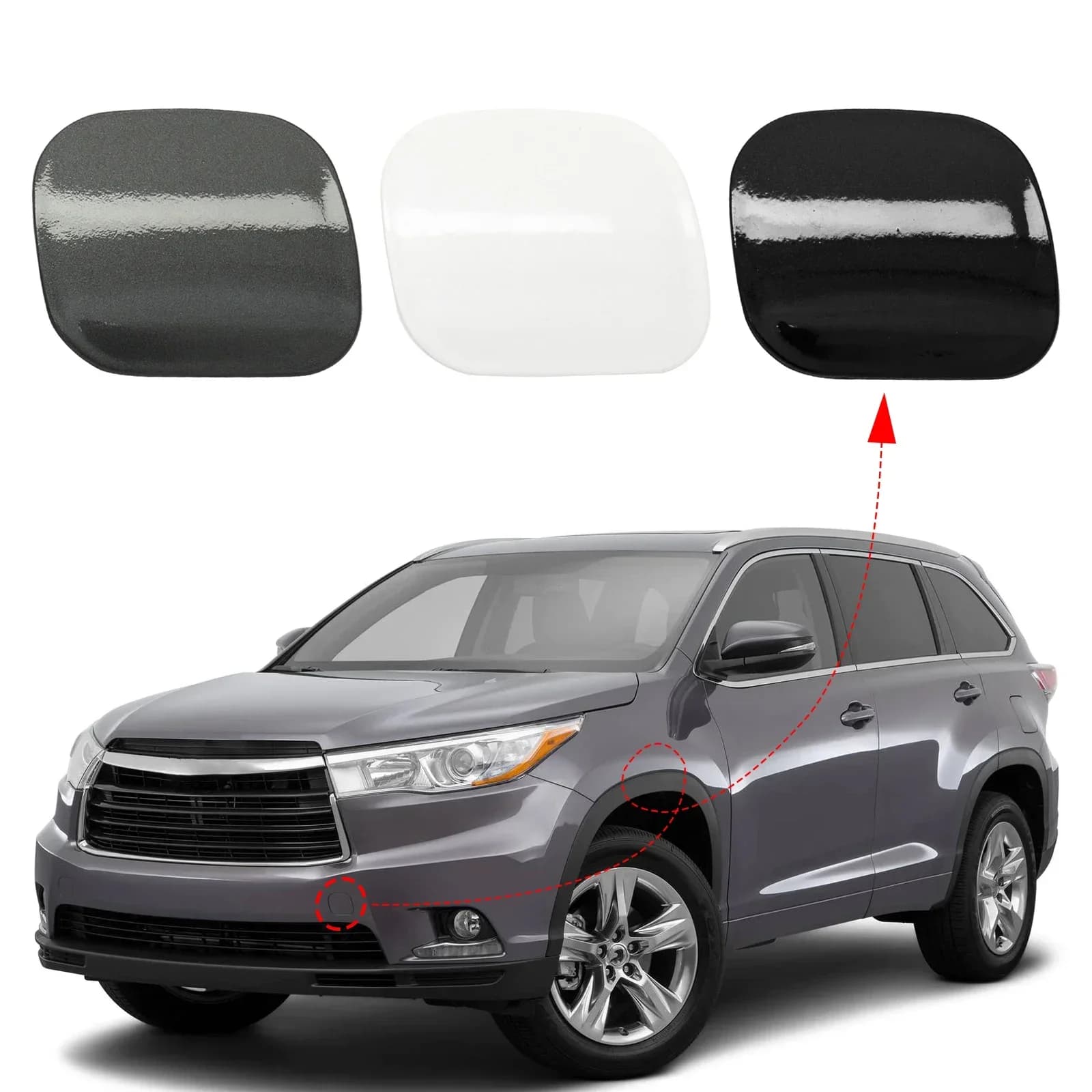 Tapa de la cubierta del gancho de remolque del parachoques delantero, ojo de remolque para accesorios Toyota Highlander 2014 201