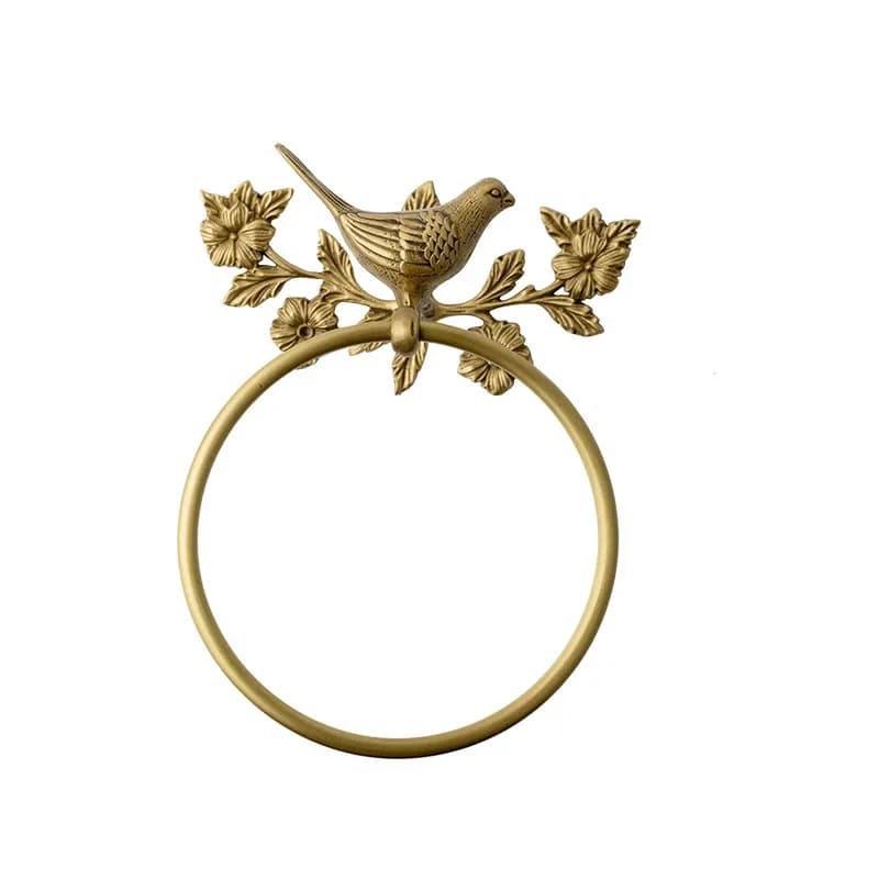 Home retro brass bird towel ring bathroom bathroom free punching bath towel rack paper towel collection