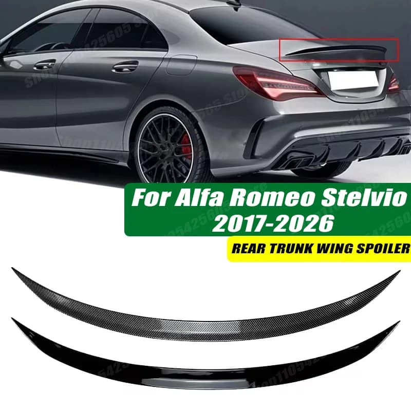 120cm 5D Carbon Look Rear Boot Trunk Spoiler Lip Stick-On Decorative Rear Wing For Alfa Romeo Stelvio 2017-2026