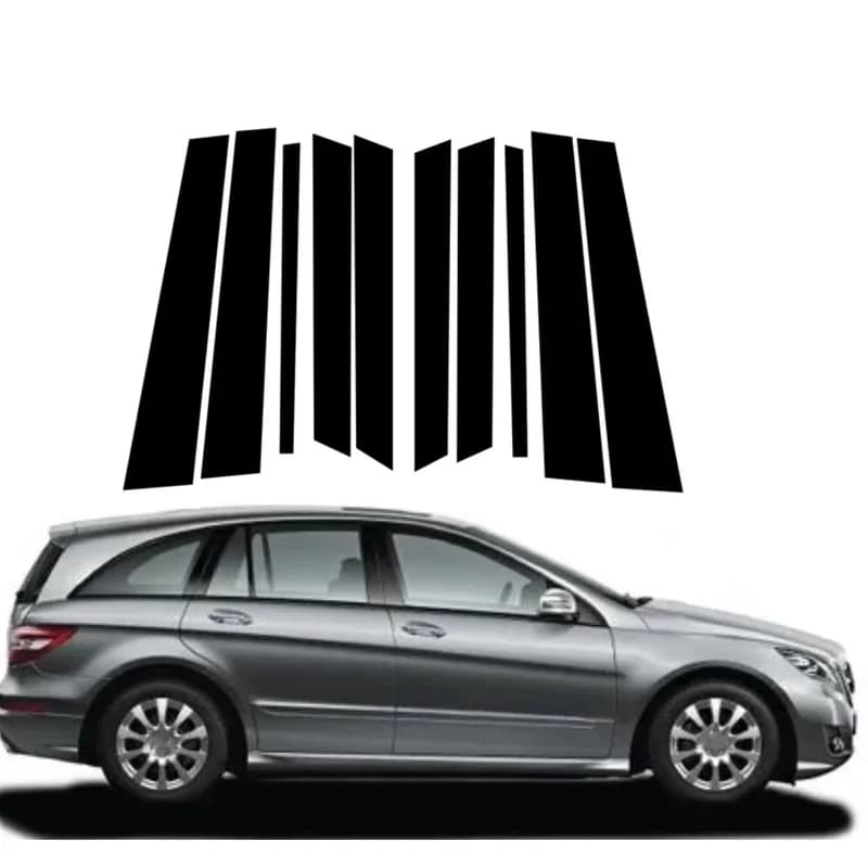 10pcs Glossy Black Pillar Post Fit ForMercedes-Benz R-Class W251 2006-2013  Carbon Door Window Column BC Trim Sticker Cover