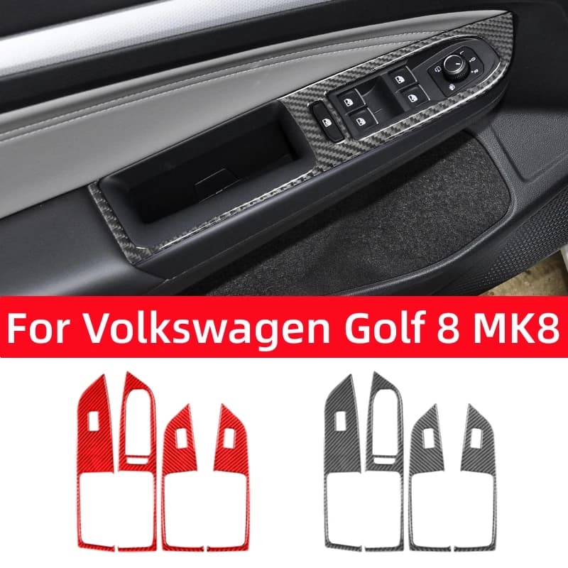 For Volkswagen VW Golf 8 MK8 2020 2021 Windows Control Panel Decoration Frame Sticker Trim Carbon Fiber Car Interior Accessories