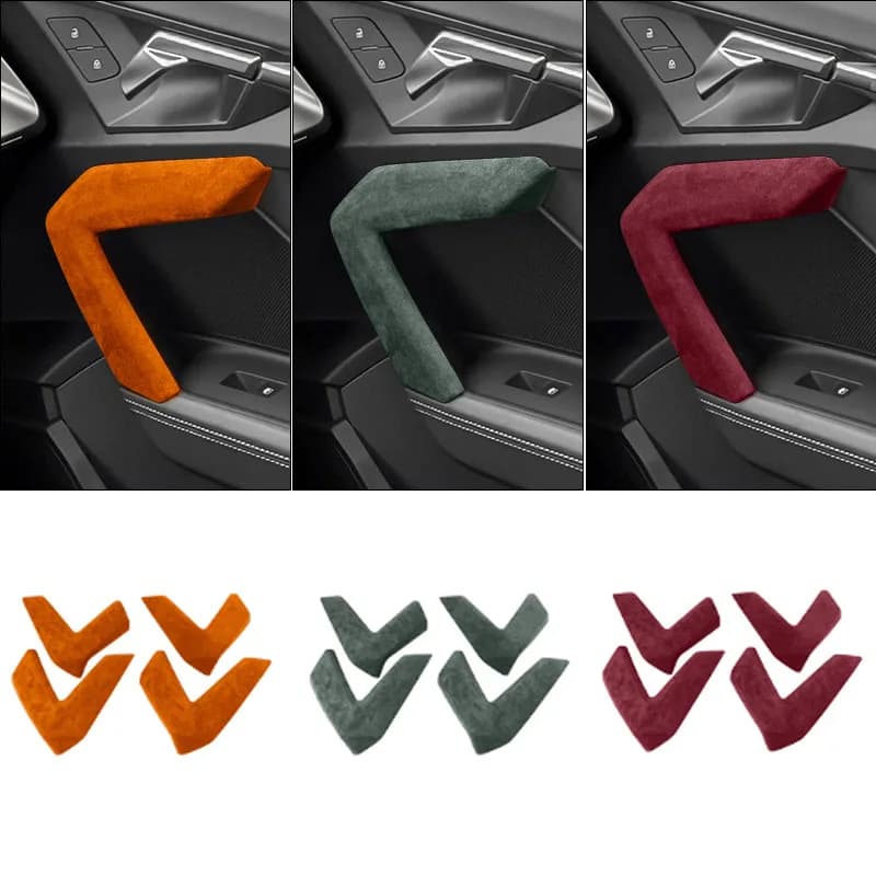 4PCS Fit for Audi A3 8Y S3 2020 2021 2022 2023 2024 2025 2026 TOP Suede Interior Door Handle Bowls Cover Trim Car Accessories