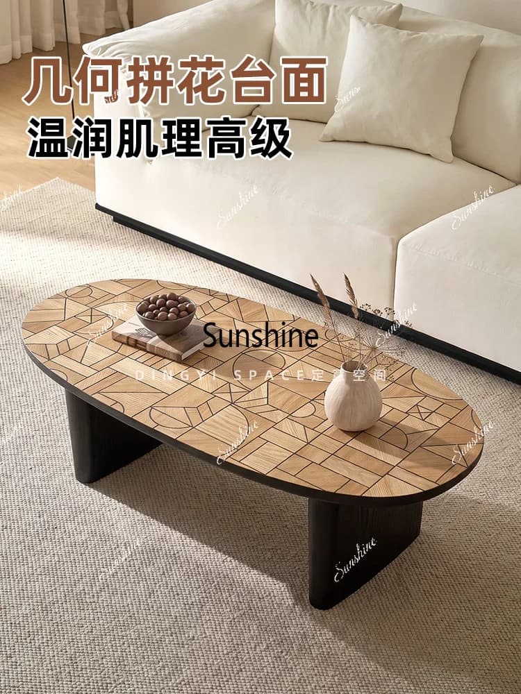 YMedieval style, high-end living room household solid wood small apartment artistic coffee table