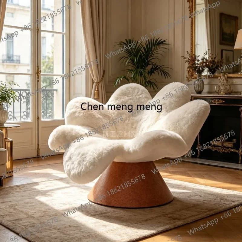 E182 French flower plush chair living room modern simple and comfortable single chair petal sofa chair