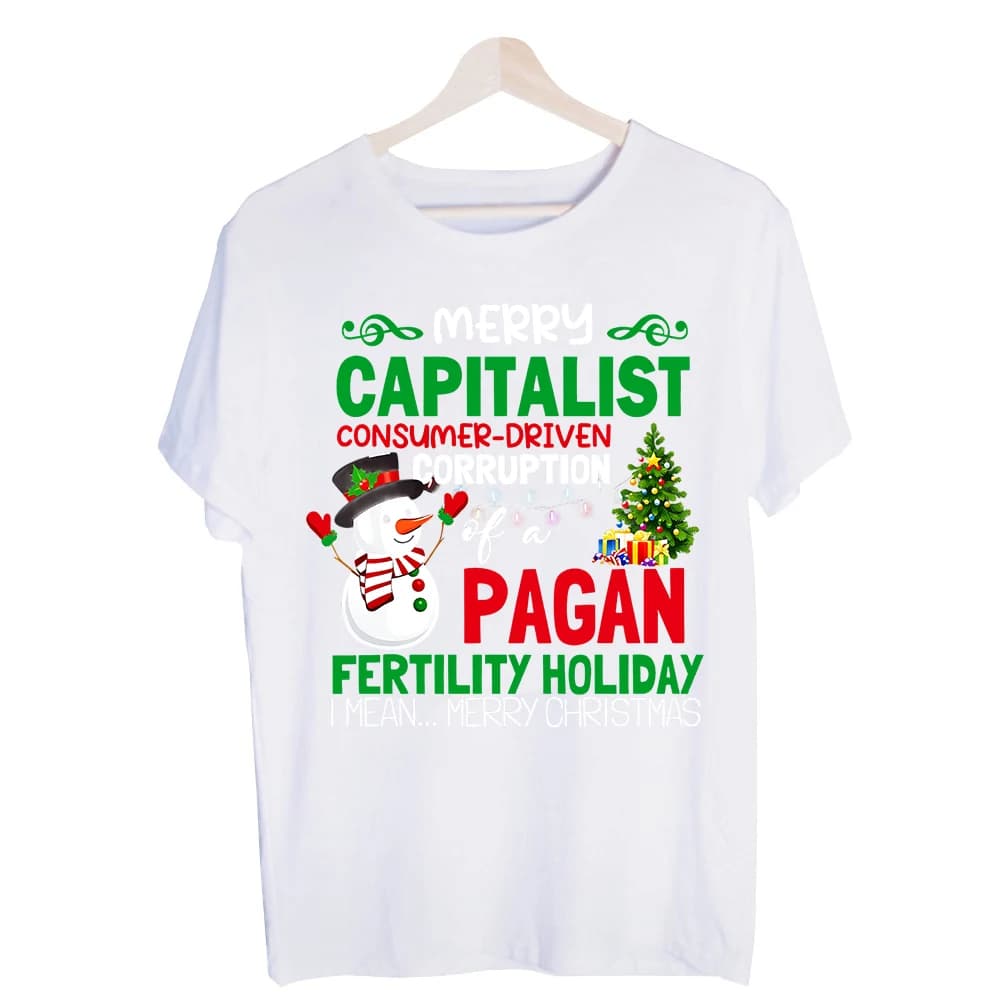 Men's Christmas Themed Slogan Graphic Tee, Short Sleeve Crew Neck T-Shirt for Holiday Casual Wear