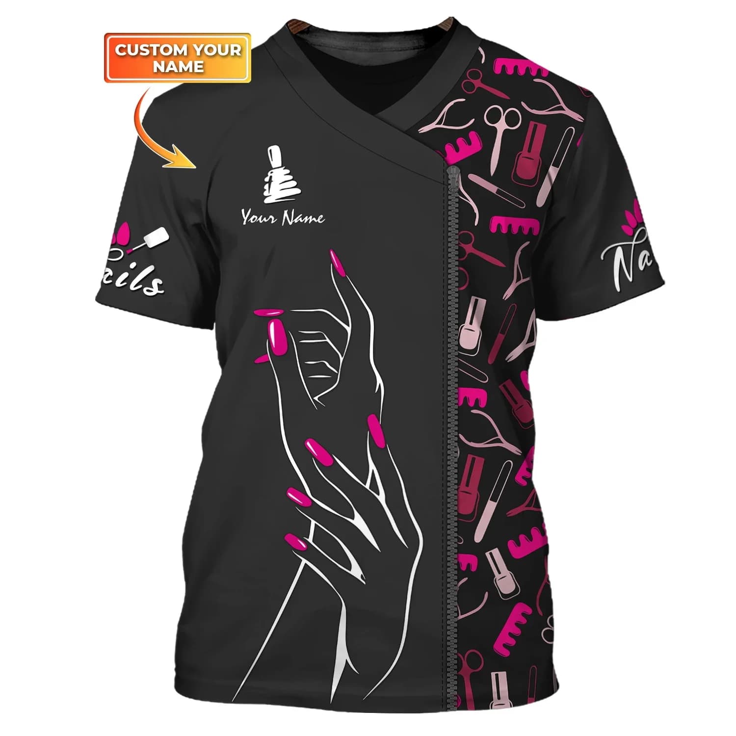Latest Nail Artist Summer T shirt Custom Name Nail Salon Uniform Manicurist Gift 3D Printed Unisex t shirt Casual Tops DW166