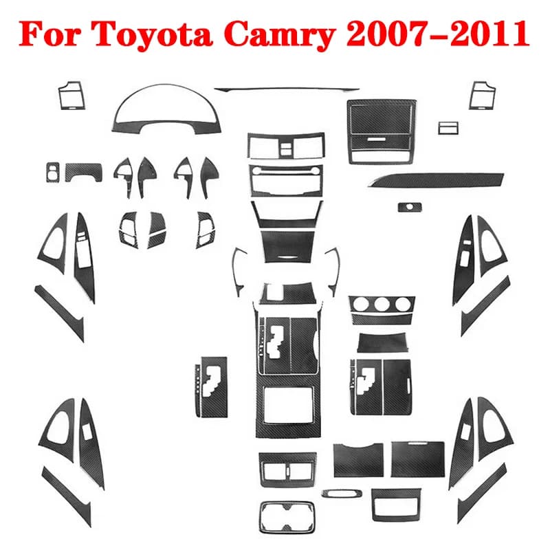 Car Carbon Fiber Black Stickers Various Parts For Toyota Camry 2007 2008 2009 2010 2011 Car Interior Decorative Accessories