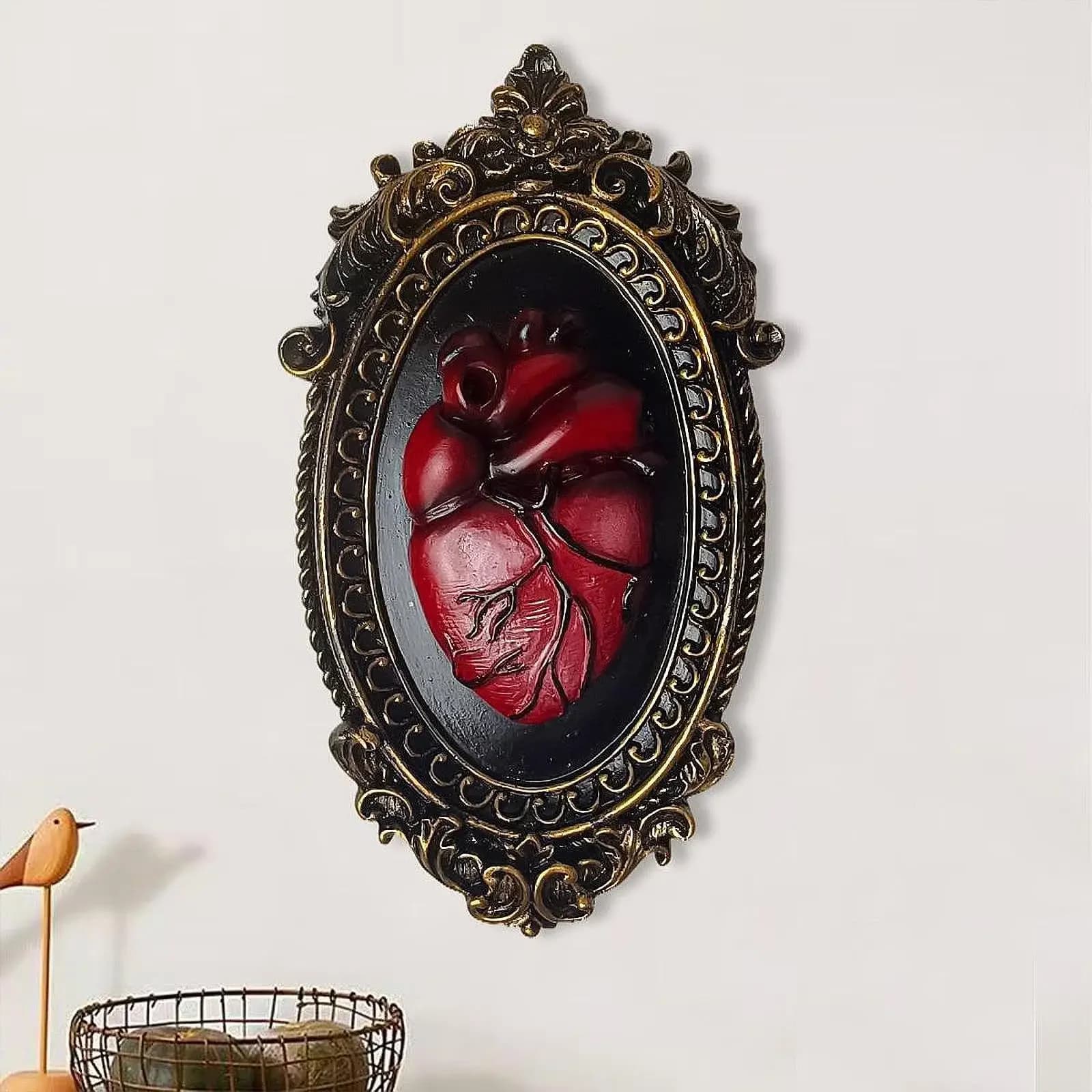 3pcs Halloween Gothic Heart Wall Sculpture Vintage Resin Wall Panel Home Hallway Cafe Bedroom Decor Ornament Gift