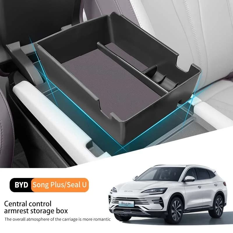 For Byd Song Plus Seal u 2023-2025 Car Central Control Armrest Storage Box Wear Scratch Resistant Organizer Interior Tidy Case