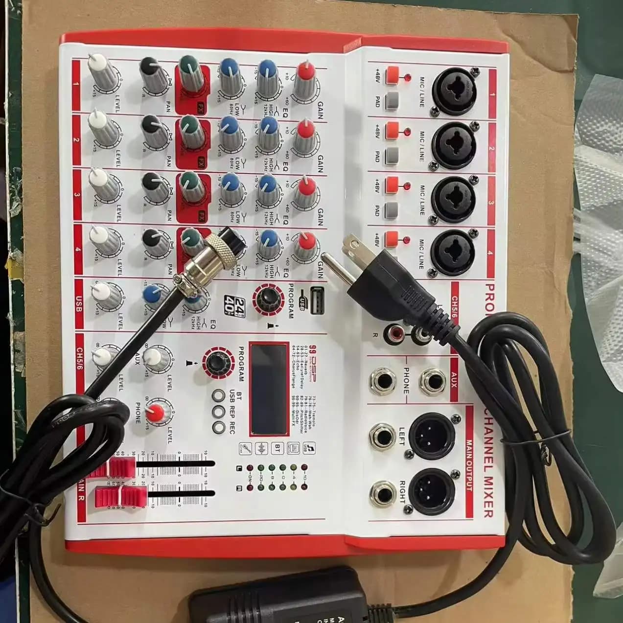 Wholesale Professional 6 Input Sound Board Audio Mixer With Mic Preamps Compressors 99 DSP Audio Interface