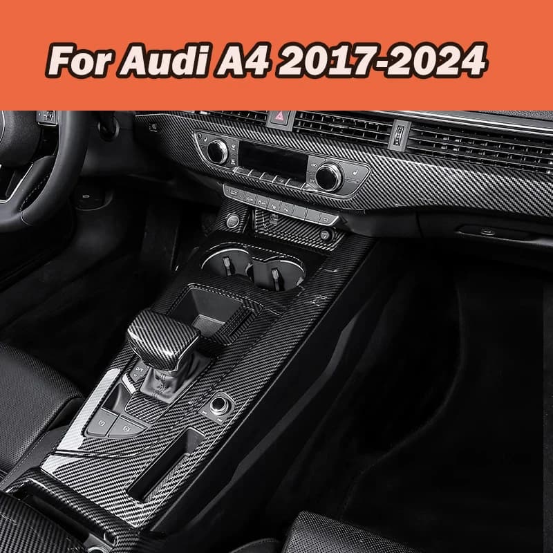 Car ABS Carbon Fiber Central Control Gear Panel Interior Modification, Gear Shift Decorative Frame Sticker For Audi A4 A5 2017-