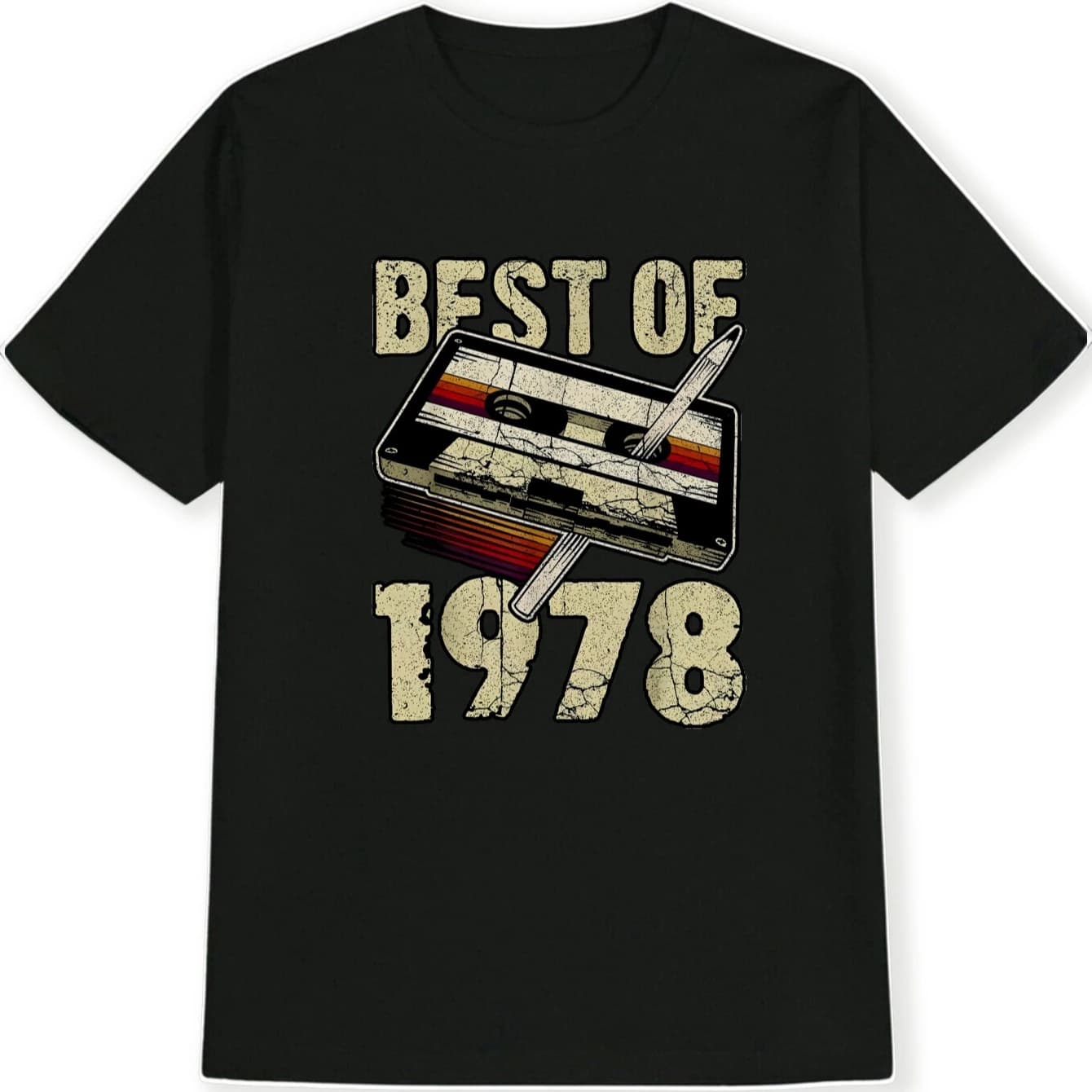 "Best of 1978" Vintage 1978 Retro Cassette Tape Graphic T-Shirt 100% Cotton O-Neck Short Sleeve Summer Casual Mens T-shirt