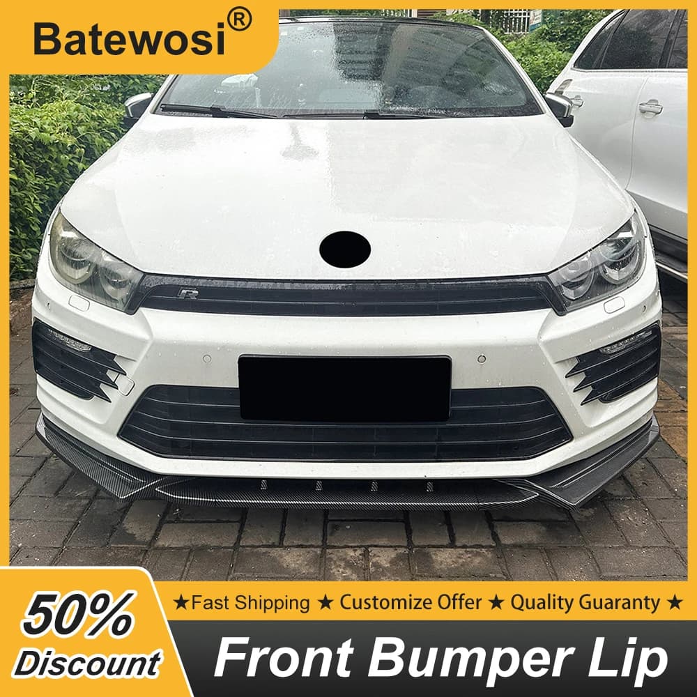 For Volkswagen VV Scirocco R MK3.5 2015 16 17 18 Front Bumper Lip Chin Splitter Diffuser Black Carbon Color Upgrade Accessories