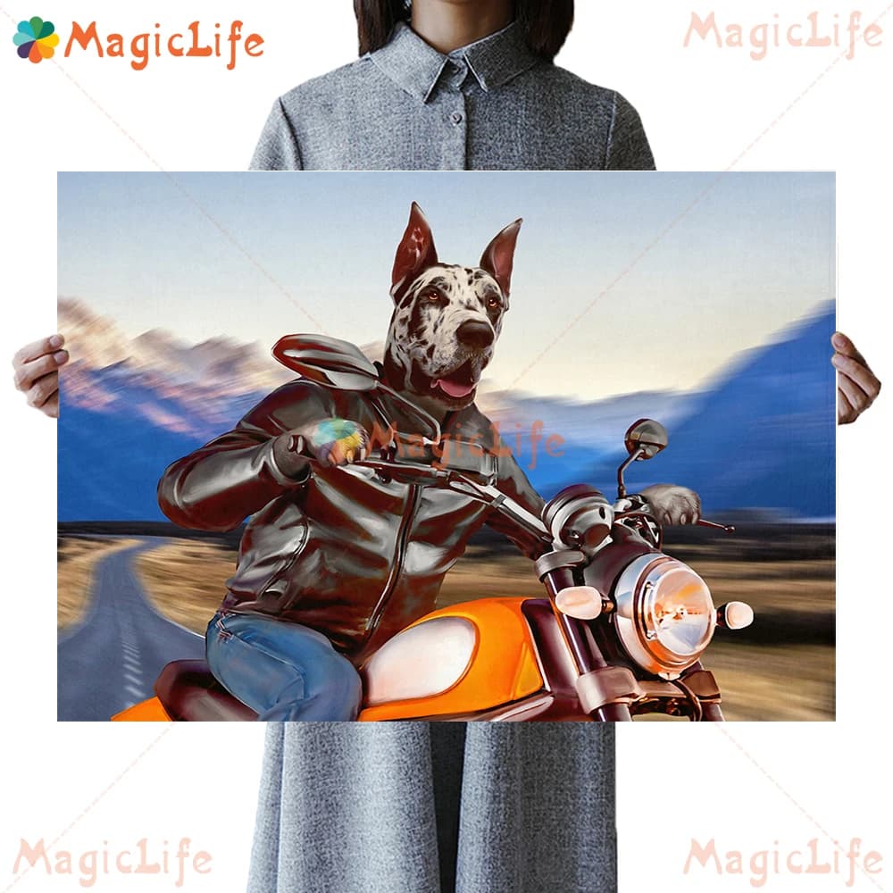 Custom Animal Pet Poster Cat Dog Motorcycle Posters Prints Wall Art Modern Portrait Gift Canvas Painting Home Decor Unframed