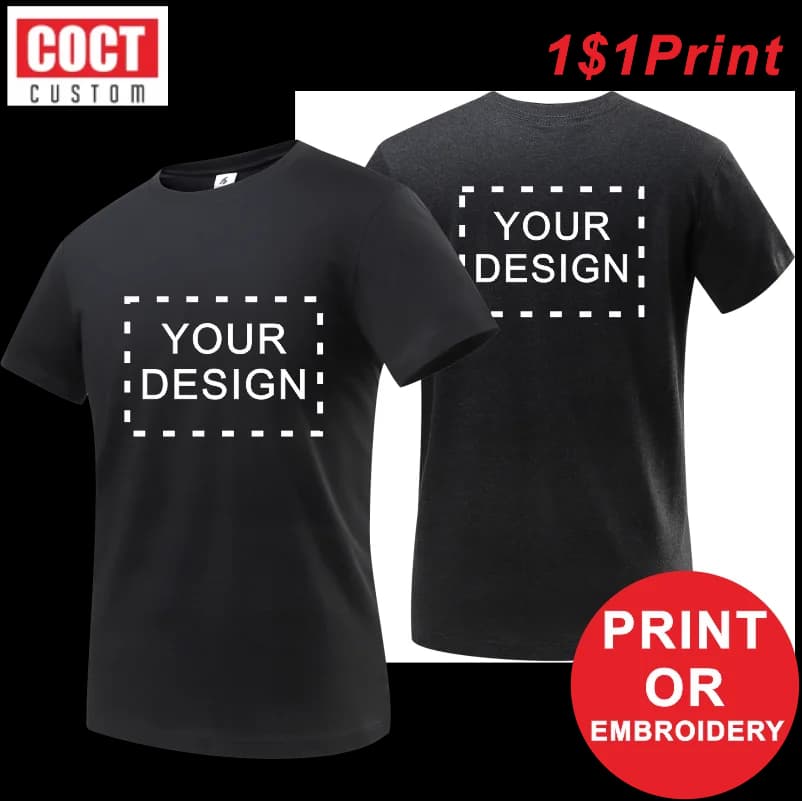 Cotton T Shirt Men Customized Text Diy Logo Your Own Design Photo Print Apparel Advertising T-shirt COCT 2026