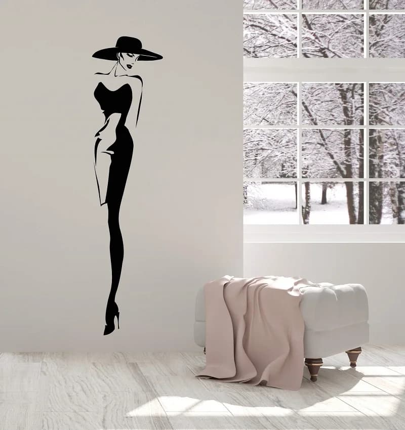Vinyl Wall Decal Top Fashion Model Hat Retro Lady Style Woman Stickers Unique Gift 2LR10