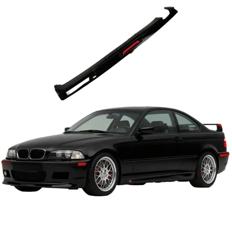 For BMW E36 Rear Lip Diffuser with LED Light Gloss Black Replacement Body Kit Exterior Styling Modification Upgrade Accessories