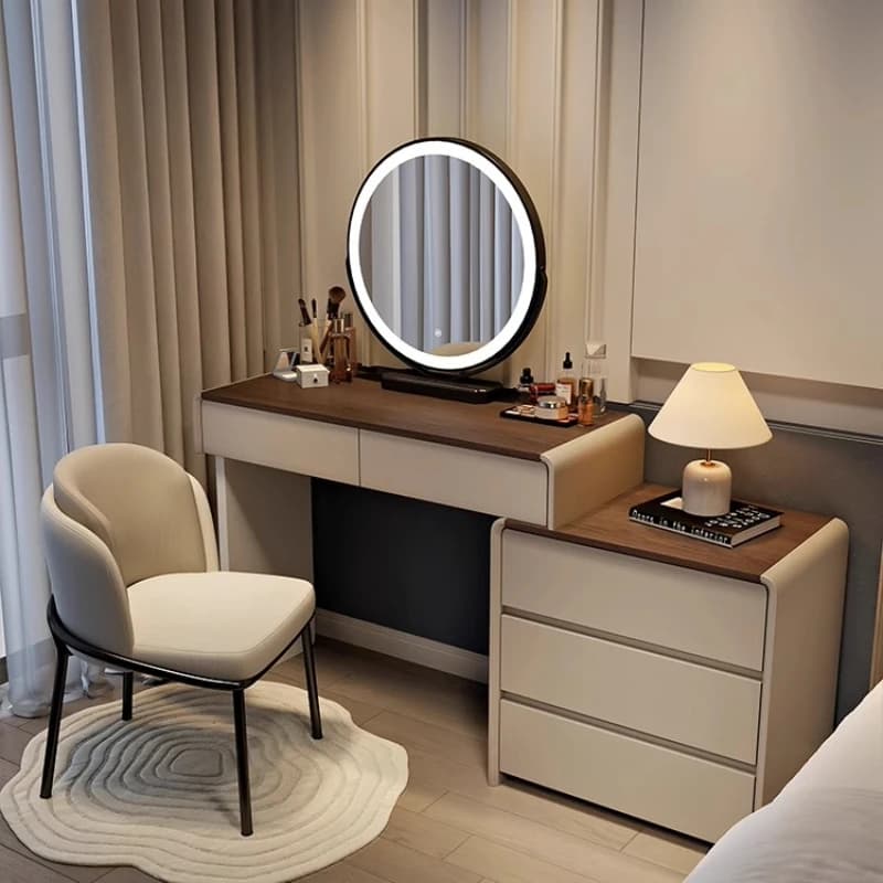 Corner Mirrored Dressing Table Luxury Make Up Table Dressing Table Wooden Drawers Cajoneras Para Ropa Recamera Furniture