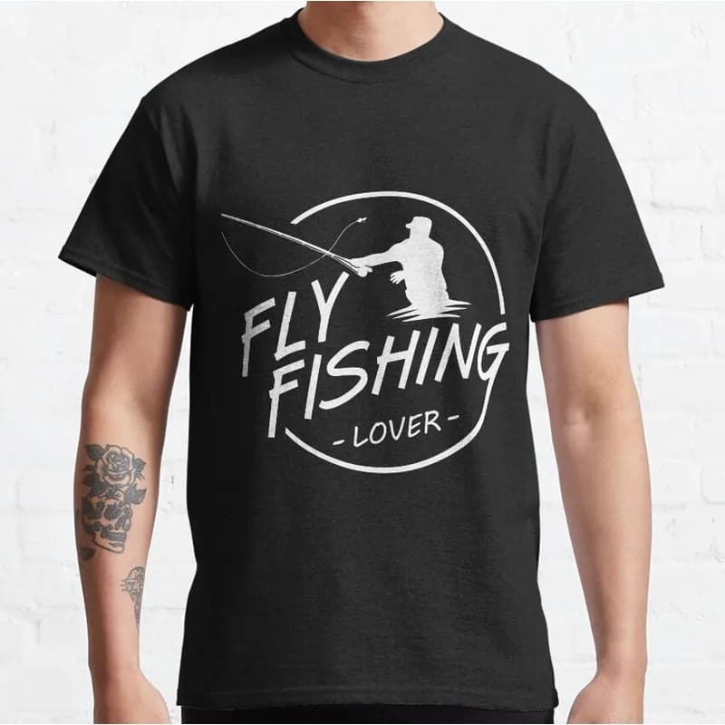 Fly Fishing Angler T-Shirt Retro Fisherman Graphic Tee Unisex 100% Cotton Print Short Sleeve Outdoor Hobby Casual Tops S-6XL
