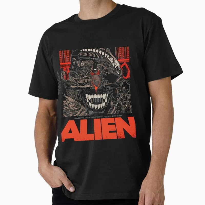 80s Horror movie Xenomorph 1115 Scary Sci fi Alien Ripley Weyland gift T shirt for man Large size Tops Monster Graphic clothes