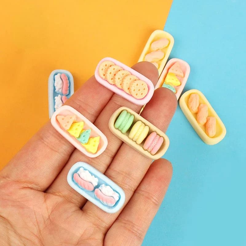 10pcs Macaroon Kawaii Resin Mini Biscuits Scrapbooking Supplies Embellishments Flatback Figures for Crafts Tools Accessories Diy