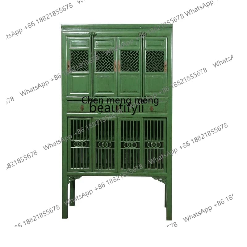 Classical Chinese old furniture, dining side cabinet, solid wood and old elm integrated against the wall can be customized