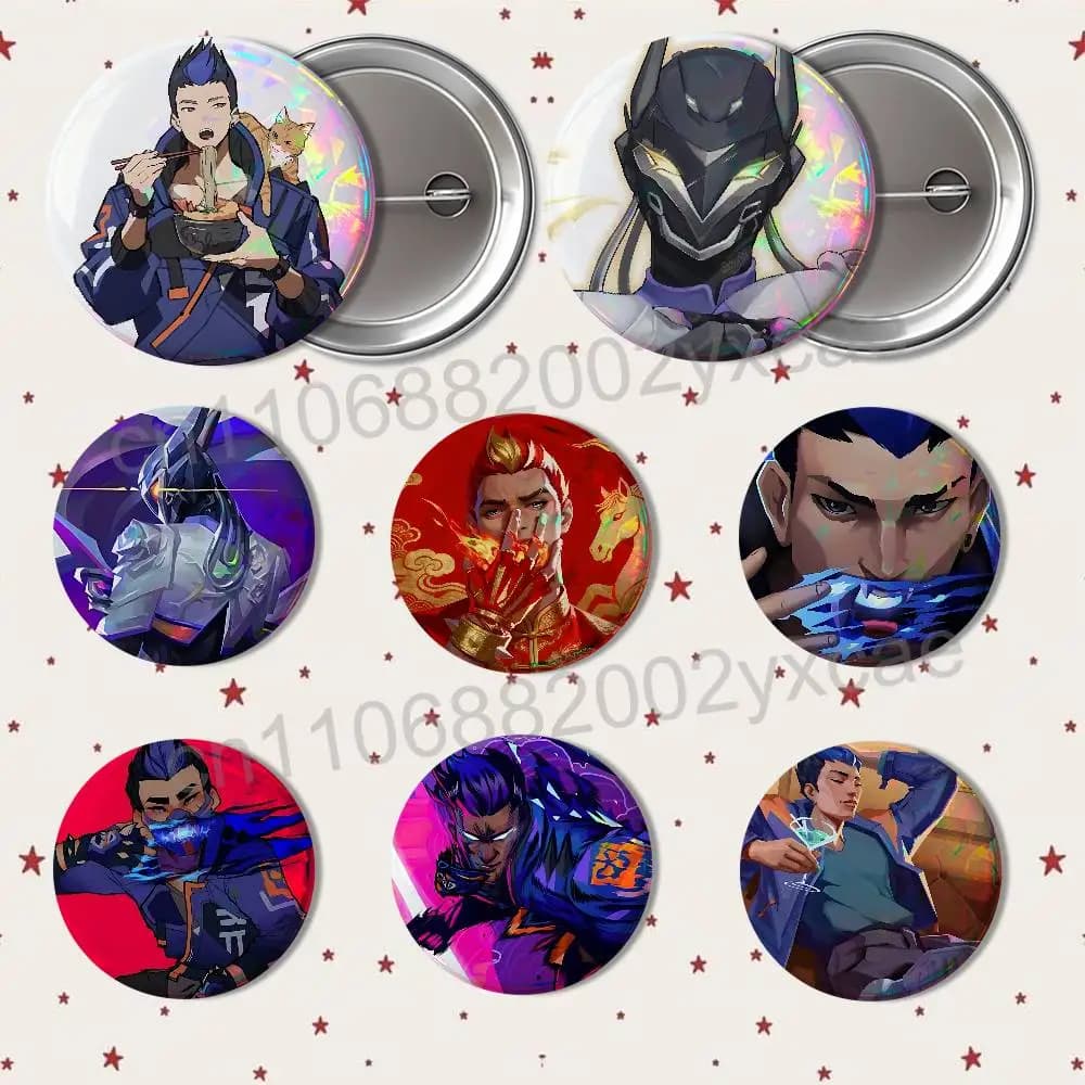 Shooting game Miks Yoru Valoran Vyse Creative Round Badge Button Pin Bag Decor Fans Collection Friends Gift Brooch