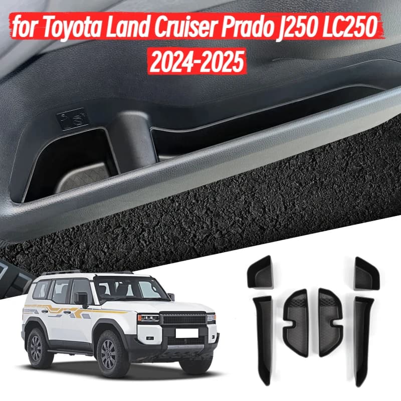 for Toyota Land Cruiser Prado J250 LC250 2024-2025 Car Door Side Storage Box TPE Gate Slot Anti Dirty Storage Organizer Case