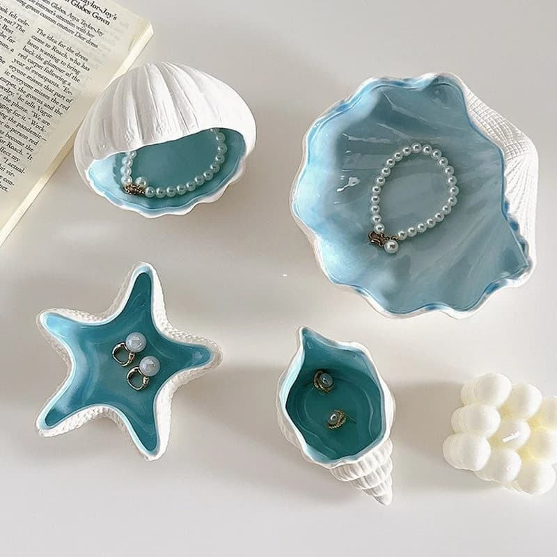 Creative Conch Storage Shell Ceramic Tray Craft Decoration Home Decoration Room Decoration Jewelry Key Organizer Storage Gift