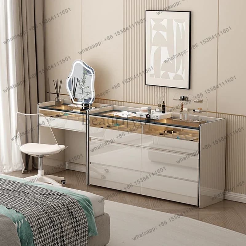 FG Elegant Luxury Vanity Table Space Saving Vintage Premium Aesthetic Dressers Modern Nordic Make Up Table Living Room Furniture