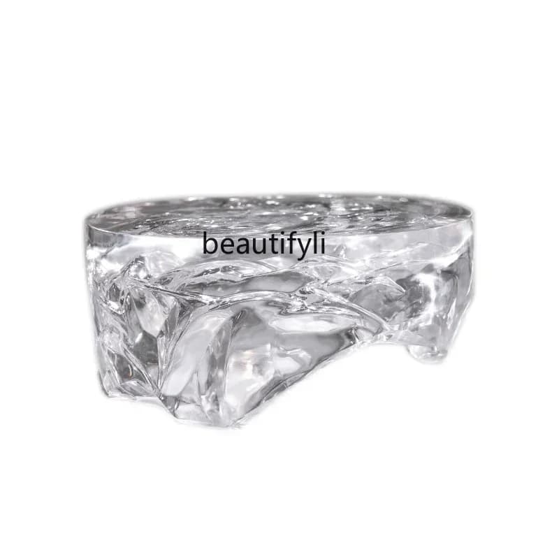 052 yj15 Light luxury resin handicrafts transparent coffee table round sculpture living room soft decoration floor ornament