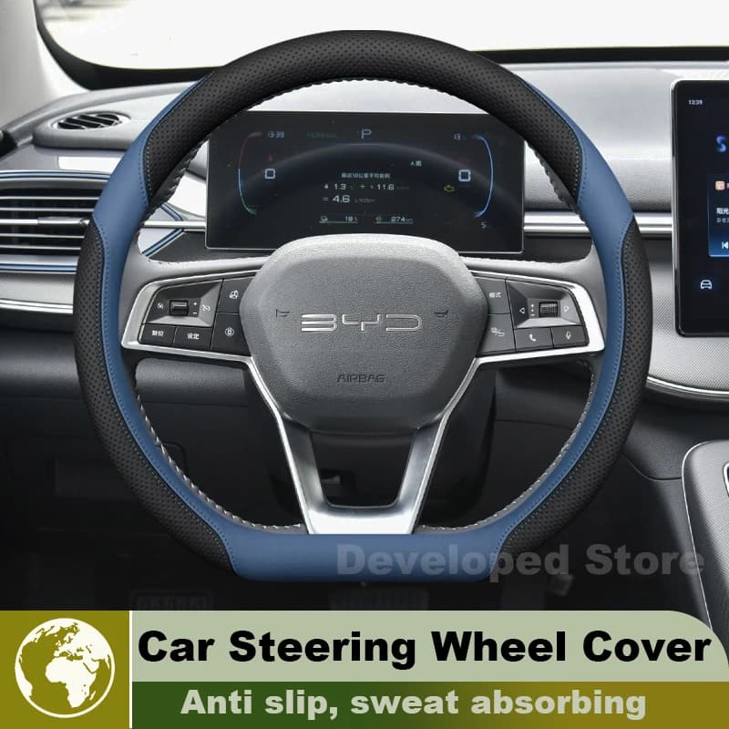 Car Steering Wheel Cover For BYD Sealion 7 Dolphin Mini ATTO 3 2026-2024 Leather Universal Style Auto Steering Wheel Accessories