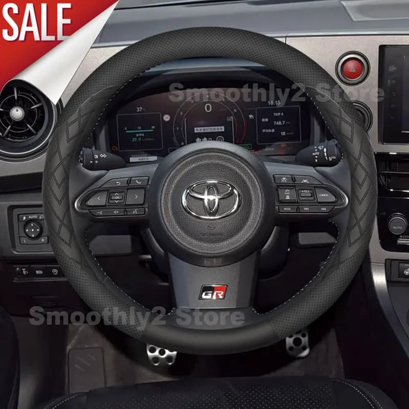 Leather Car Steering Wheel Cover For Toyota GR YARIS 2026 2025-2020 Non-slip Auto Steering Cover Toyota GR YARIS Accessories