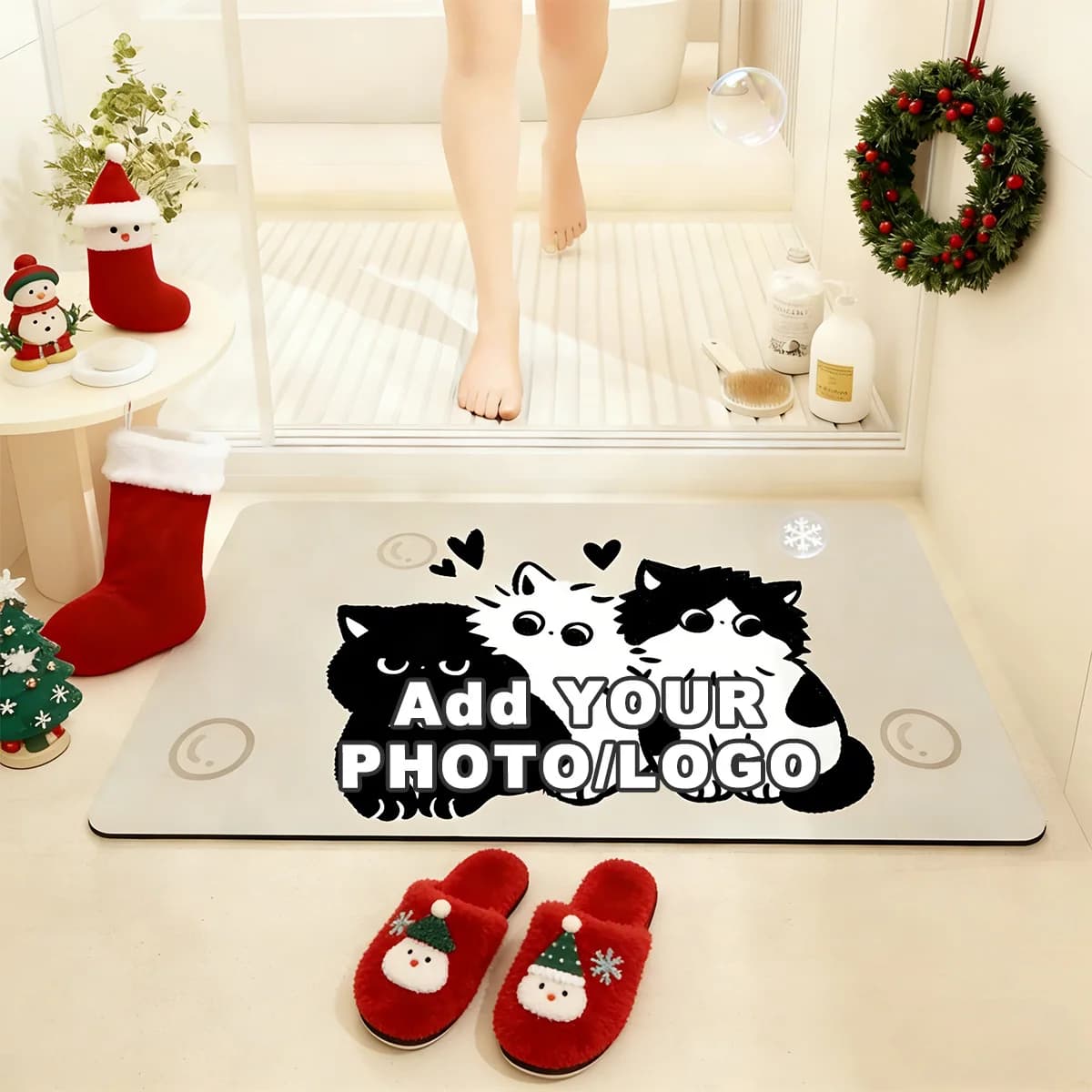 1pc Personalized Diatomaceous Mats Bath Mat with Photo & Logo, Custom Diatom Mud Quick-Dry Floor Mat, Ideal for Home Decor