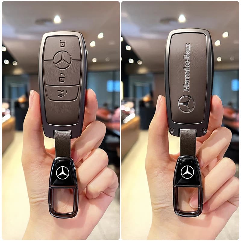 Zinc Alloy Leather Car Key Case Cover Shell For Mercedes Benz AMG A C E S G Class GLC CLE CLA GLB GLS W177 W205 W213 W222 X167