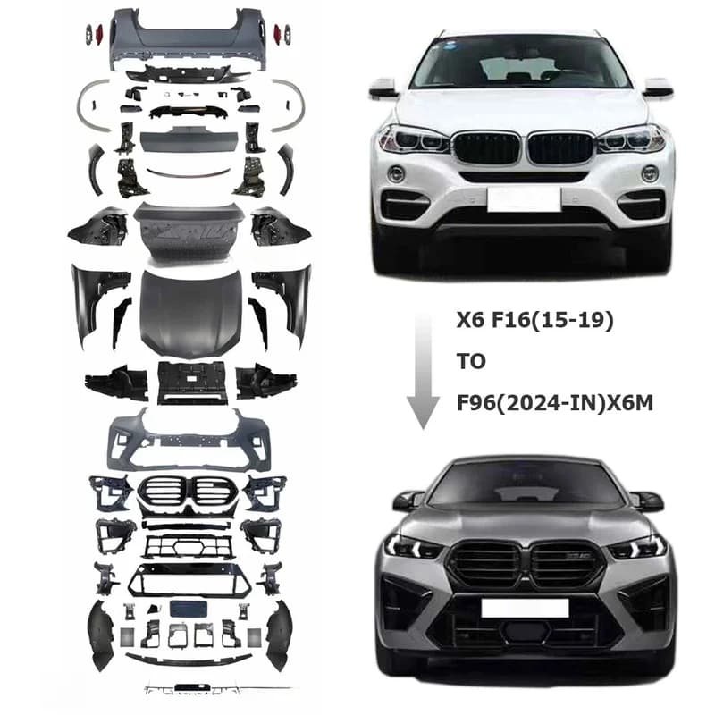 High Quality 2015-2019 X6 F16 To F96 X6M Conversion Kit PP Front Rear Bumper Side Skirt Full Set Exterior Modified Accessories